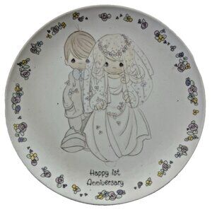 Vintage Precious Moments Plate w/ Bride & Groom & Happy First Anniversary